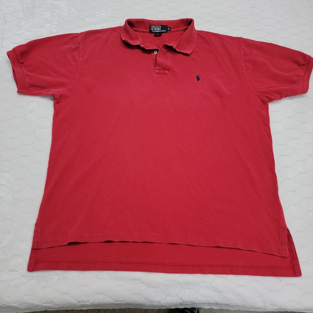 Polo Ralph Lauren Mens XL Polo Shirt Classic Fit Red Cotton Mesh Short Sleeve